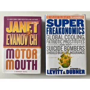 2 Book Bundle Lot: Janet Evanovich Motor Mouth & Super Freakonomics
